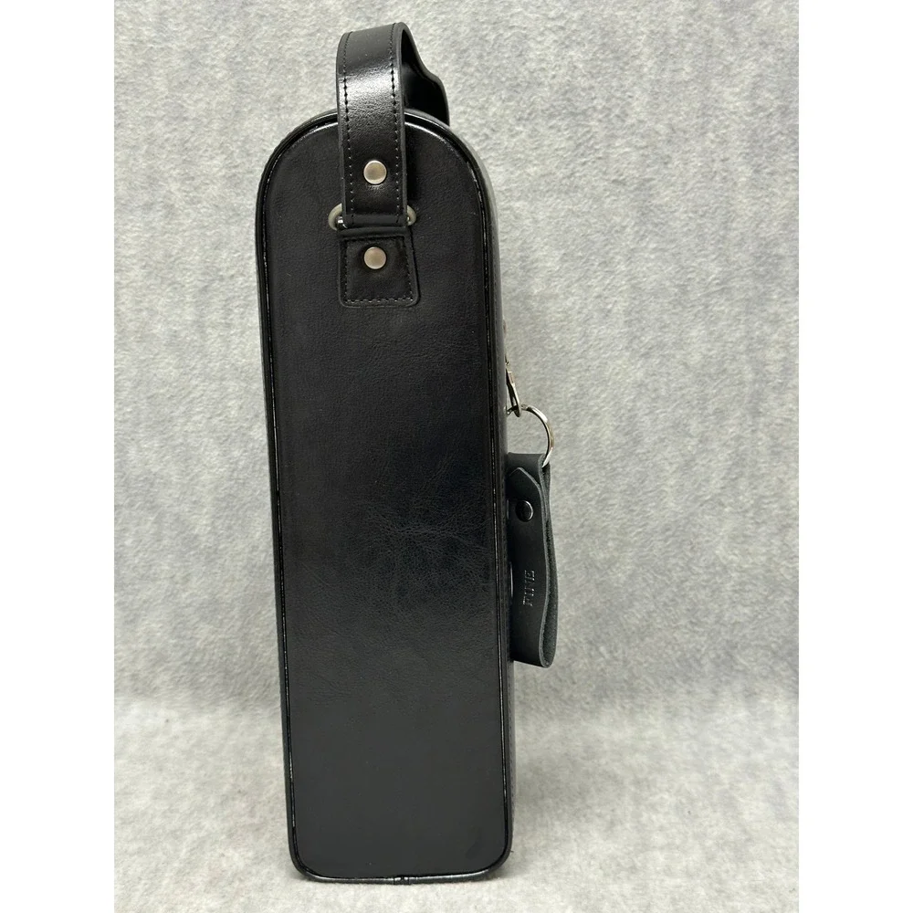 Royce Single Bottle Wine Carrier Black Leather‎ Zippered Travel Tote Bag